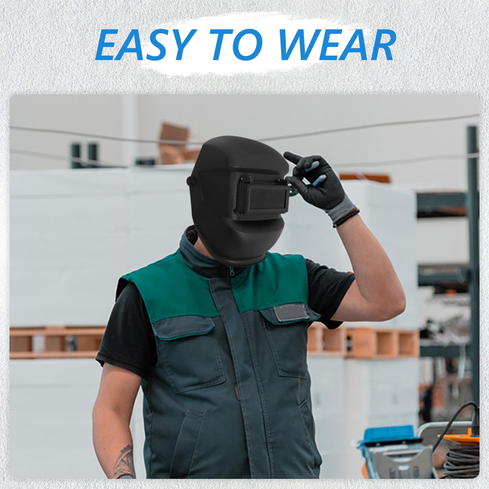 Casco de Soldadura Abatible Negro, Visor Transparente para Soldar