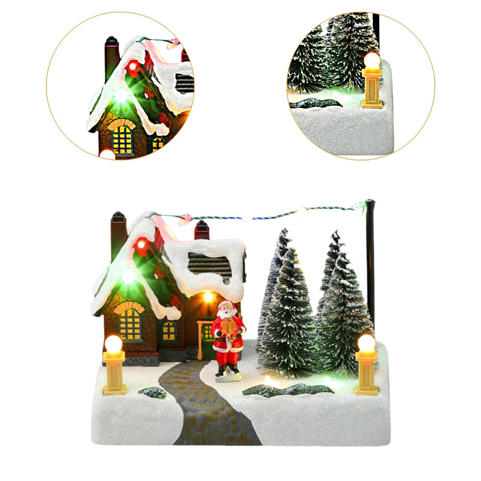 Adorno navideño con Escena de Nieve para casa, Centro de Mesa, Resina, Resistente, decoración de Escritorio con música y luz para en casa, Papá Noel
