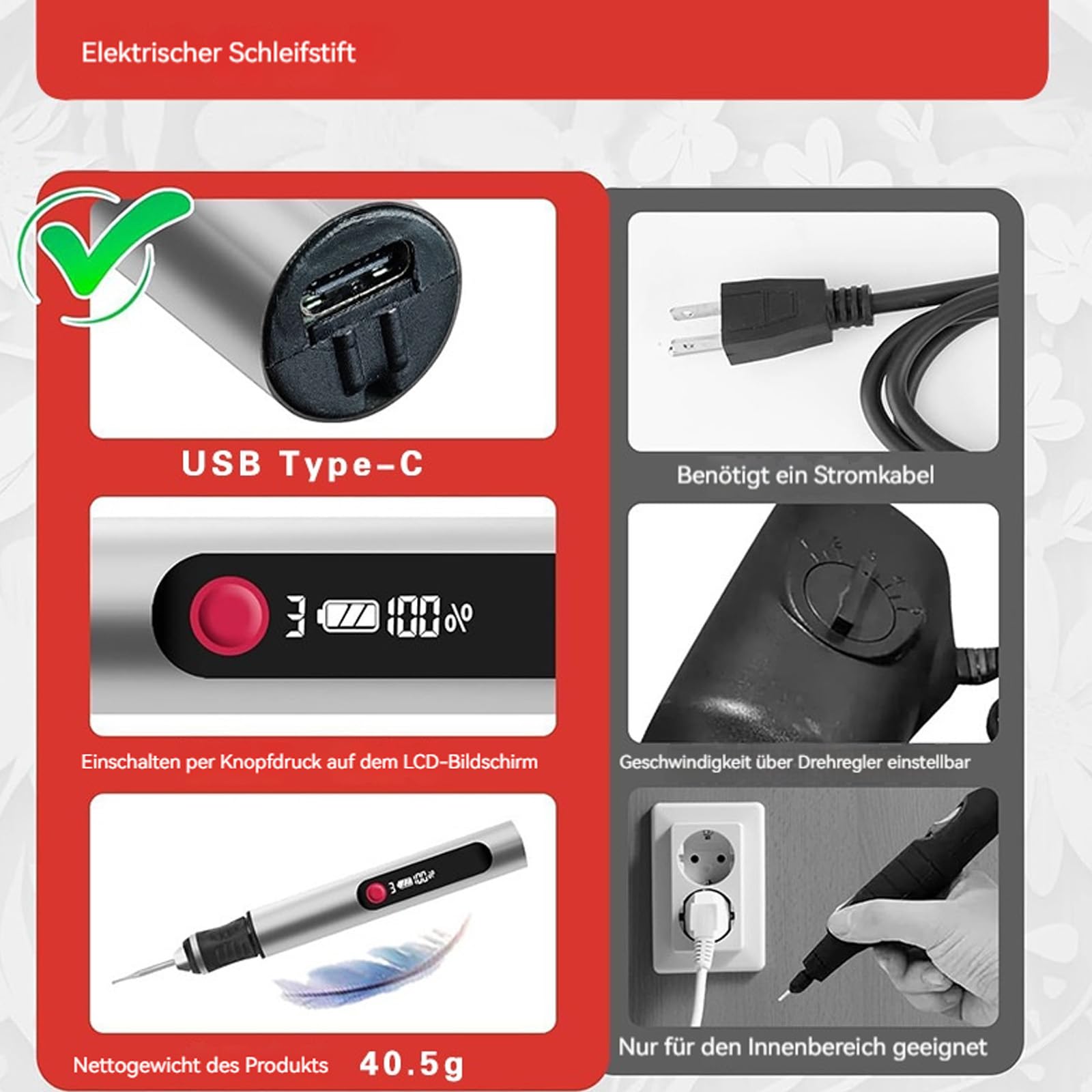 Gravierstift PRO, Inklusive 30 Bits und 16 Schablone, Kabelloser Tragbarer Gravierstift, Gravieren Sie über 50 Oberflächen, Engraving Pen, Anfängerfreundlich, Wiederaufladbar (GREEN)