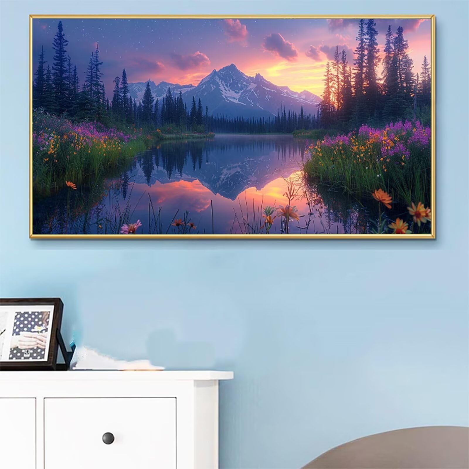 Malowanie numerami dla dorosłych Iceberg Malarstwo Numer Drzewo DIY Kolorowanie według numerów Dorosły 60 x 120 cm z pędzlami i akrylami, nieoprawiony, zestaw aktywności do letniej dekoracji domu