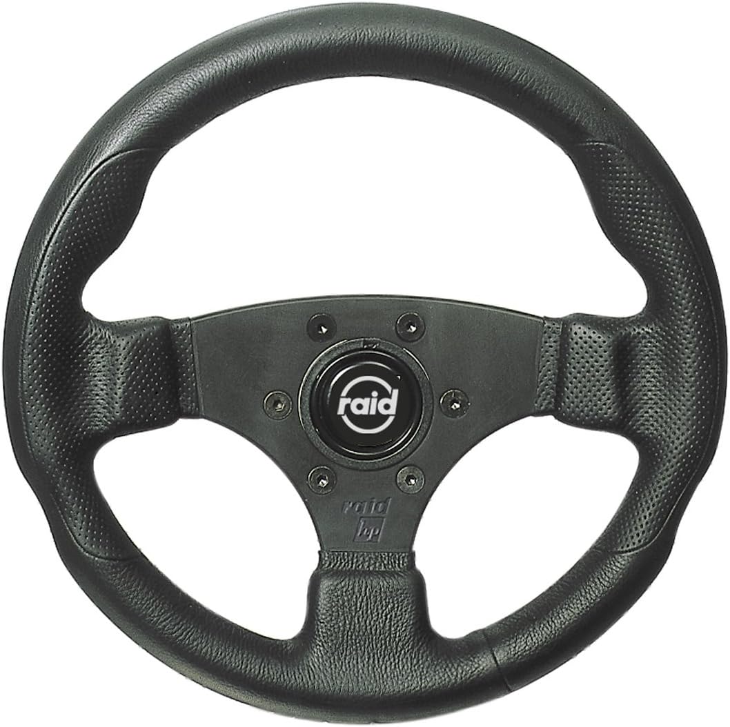 Raid 44320 13 hp Sport Sports Steering Wheel 320 mm Black with Black Spokes and Perforated Grip Area with ABE TÜV-Approved