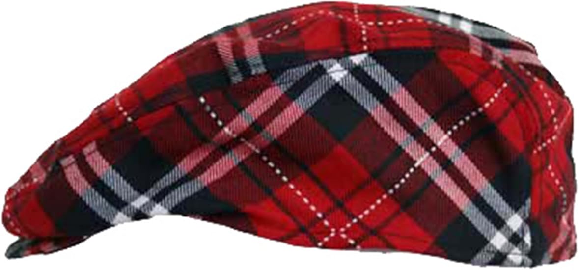 Red plaid flat cap Clearance