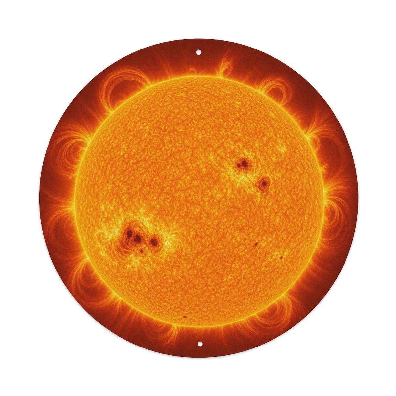 Okngb Style Stellar Sun Solar Astronomy Astral Glow Archive Survey Metal Tin Sign Plaque Wall Decor For Cafe, Man Cave, Club Bar, Office, Home Garden Round Metal Poster 8X8inch