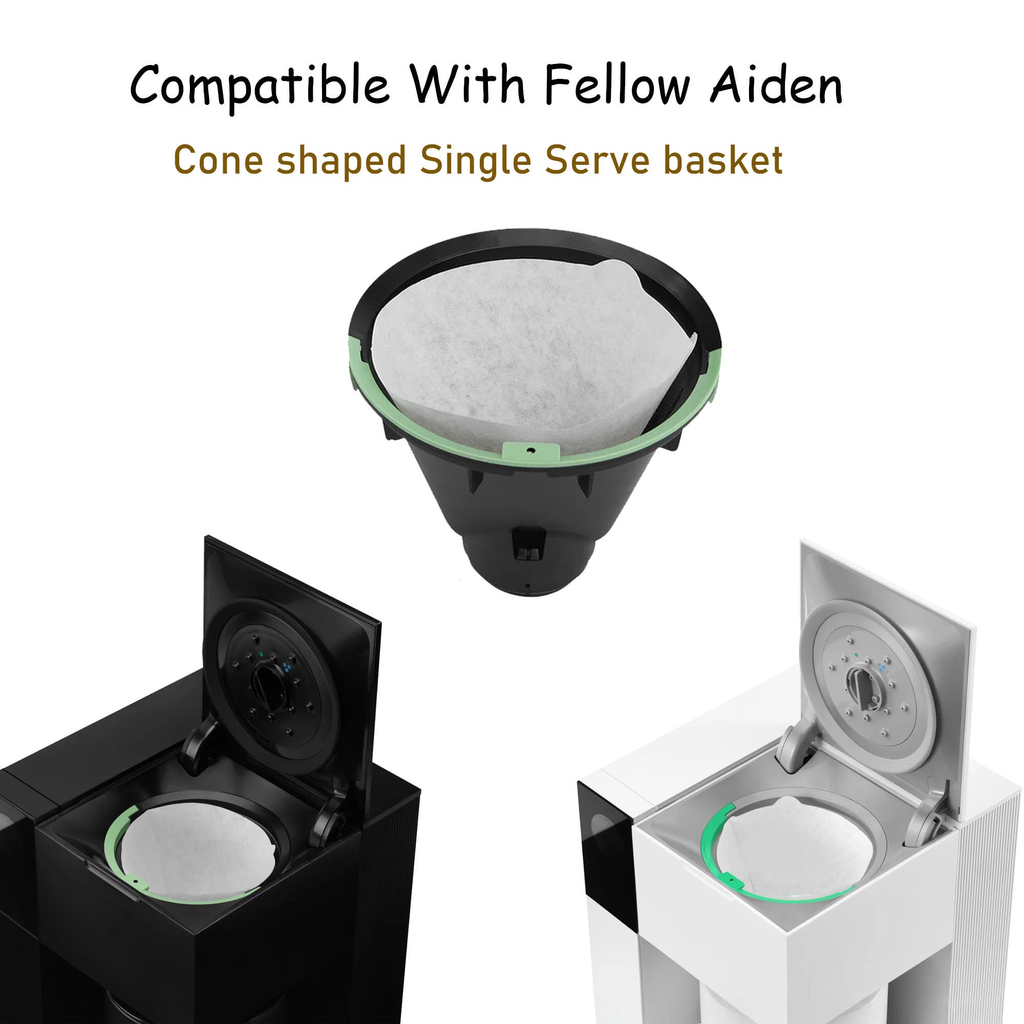 100 filtros de café cónico, filtro de papel compatible con canasta individual en forma de cono Fellow Aiden (forma de cono)