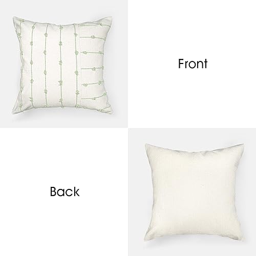 Miniatura 3 de AELS Juego de 2 fundas de almohada decorativas de lino bohemio de 20 x 20 pulgadas, fundas de almohada modernas con textura de granja, funda de