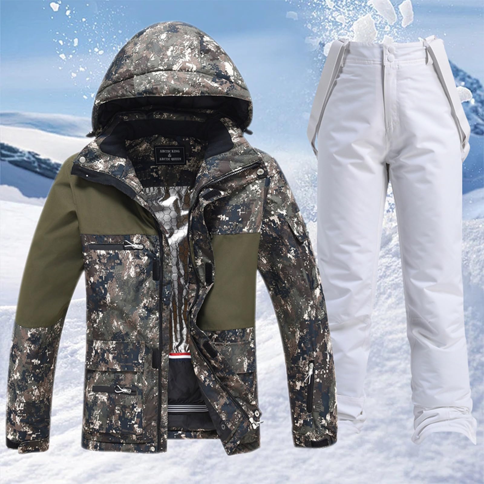 Sunnyuk Completo Sci Uomo Salopette Intera Impermeabili Completo da Sci Invernale Tuta Termico Montagna da Neve da Snowboard Elegante Curvy