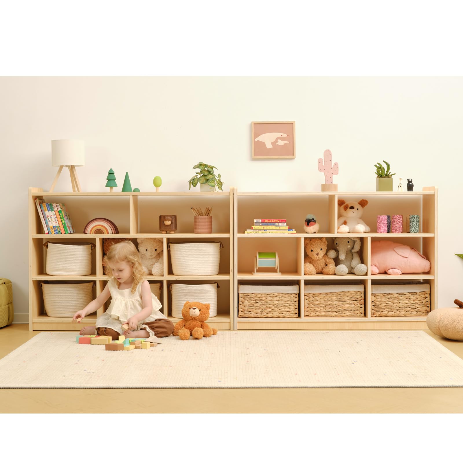 Amazon.co.jp: OOOK モンテッソーリおもちゃ棚と収納 3段大型おもちゃ