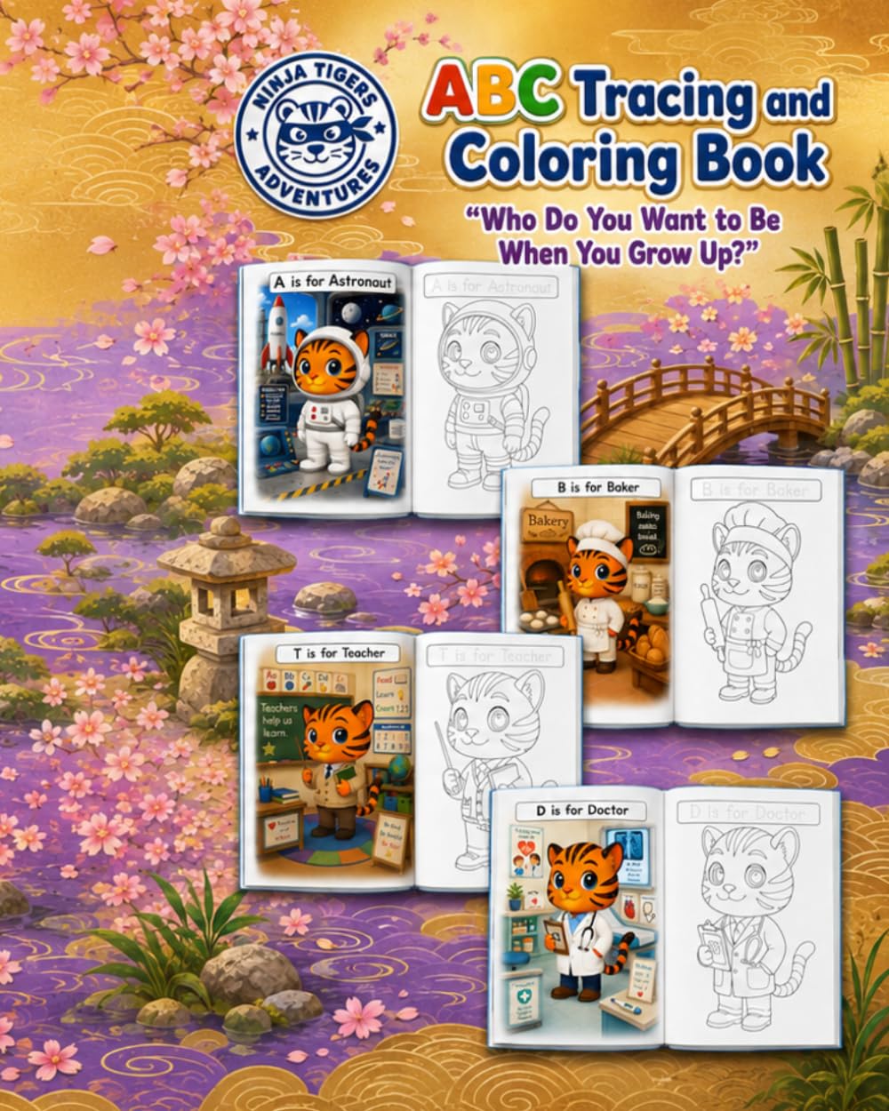 ABC Tracing and Coloring Book: Who Do You Want to Be When You Grow Up? (Ninja Tigers Adventures)
