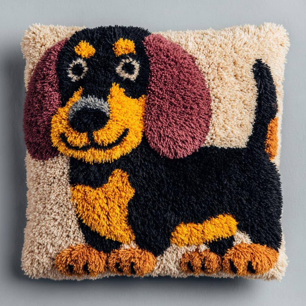Henypt Latch Hook Kits Pillowcase Dog