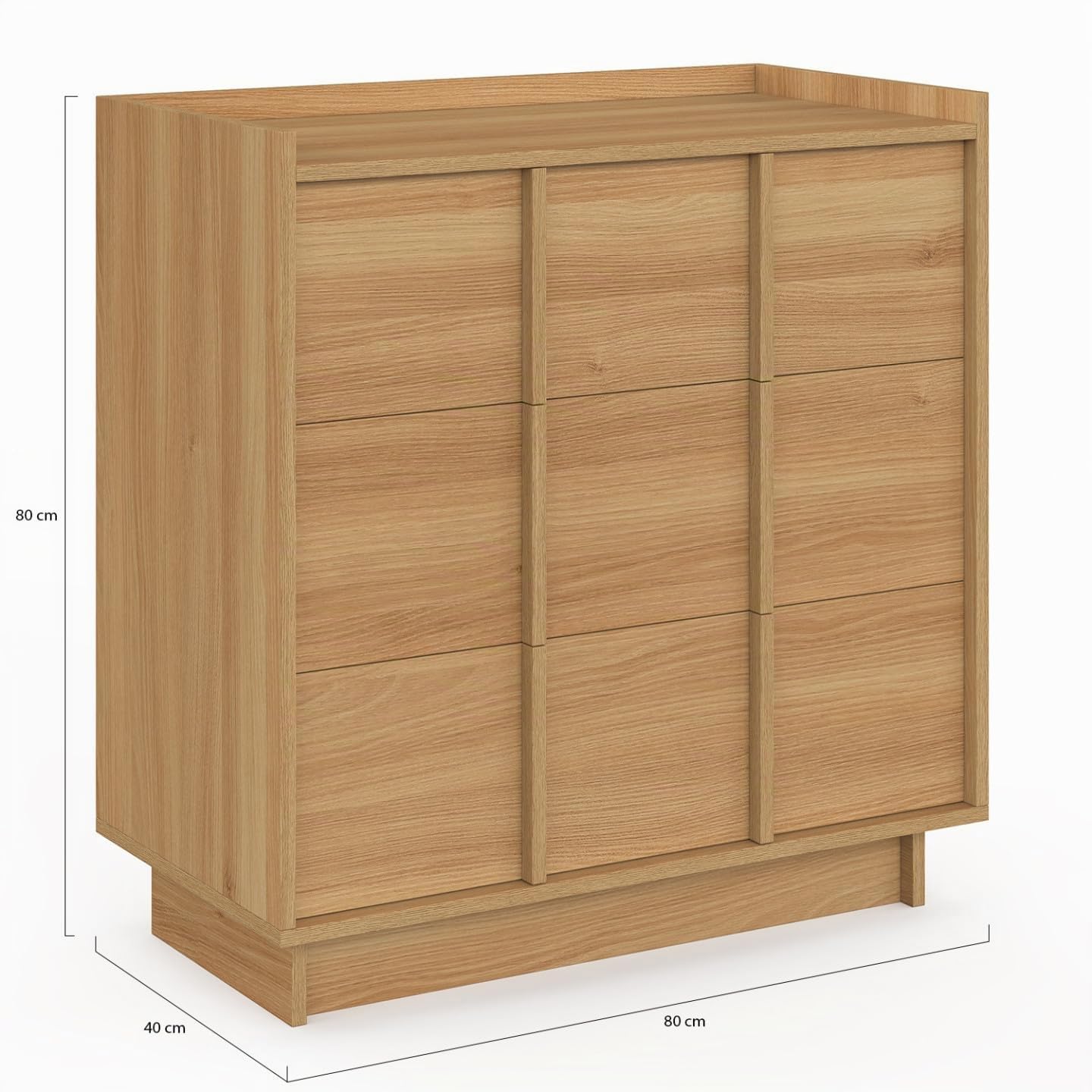 IDMarket - Kommode Rosie 3 Schubladen 80 cm Buche-Optik Minimalistisches Design
