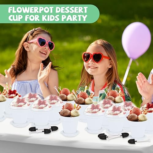 Miniatura 5 de Paquete de 50 tazas de plástico para tartas de postre con tapa, pala, cuchara, bandeja inferior, tazas de postre, helado, yogur, recipientes para