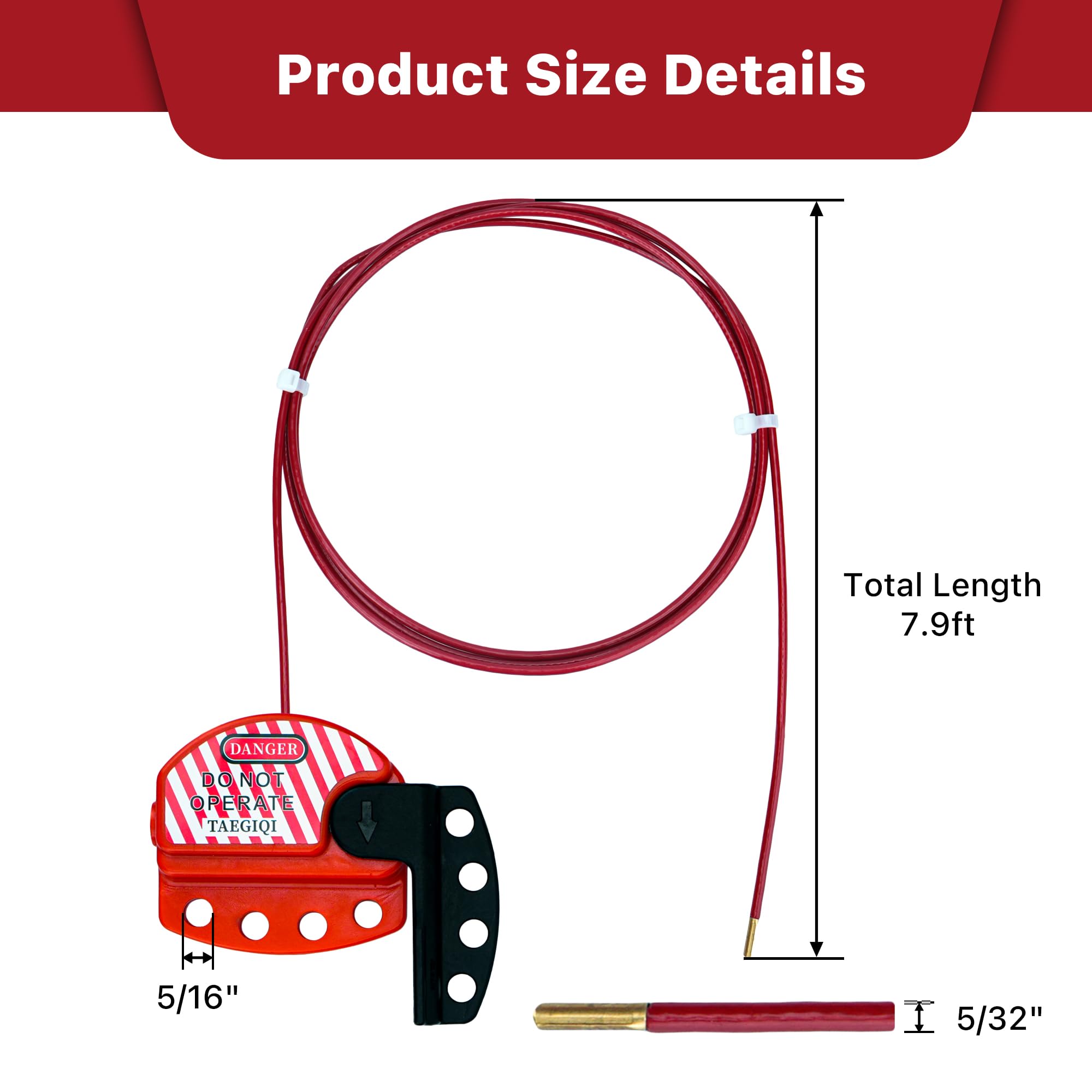 Lockout Tagout Cable Lock - 7.9ft Adjustable -2 Lockout Tagout Cable Lock - 7.9ft Adjustable -2