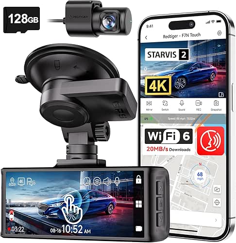 REDTIGER 4K STARVIS 2 Dash Cam Front and Rear, 5GHz