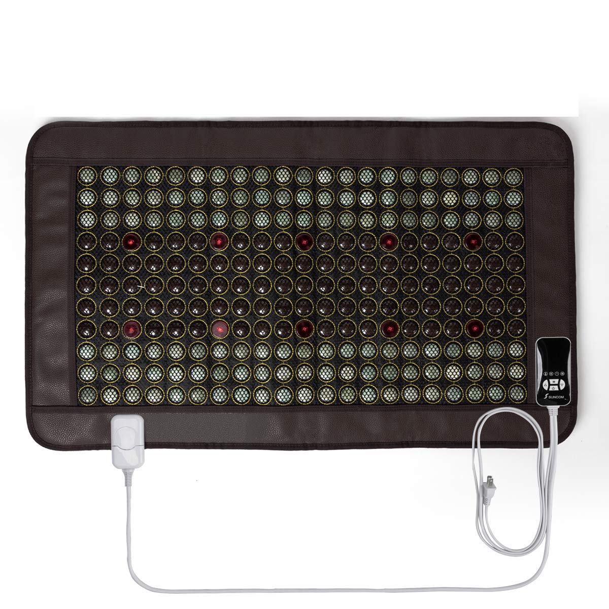 Far Infrared Heating Pad for Back Neck Shoulder Pain Relief, Jade & Tourmaline Therapy (38.5"x22.8") Hot Stone Heating Pad, Adjustable Timer & Temperature, Improve Blood Circulatio, Travel Bag Include