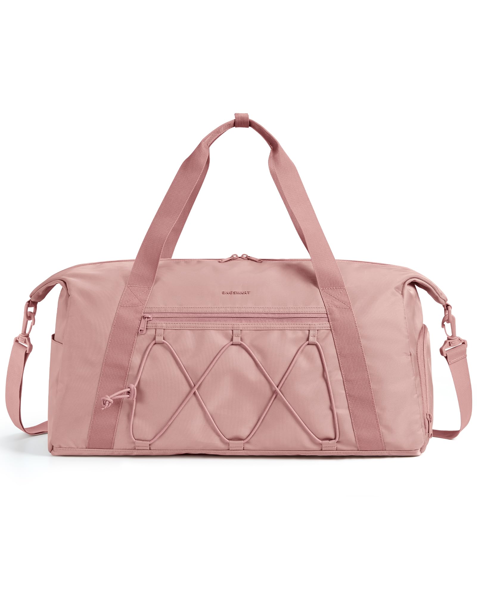 Gym Bag With Shoe Compartment & Wet Pocket, Lightweight Sports Travel Duffel Bag, Carry On Bag Weekender Overnight Bag, Water Resistant Sports Gym Tote Bags Swimming Yoga, Dark pink