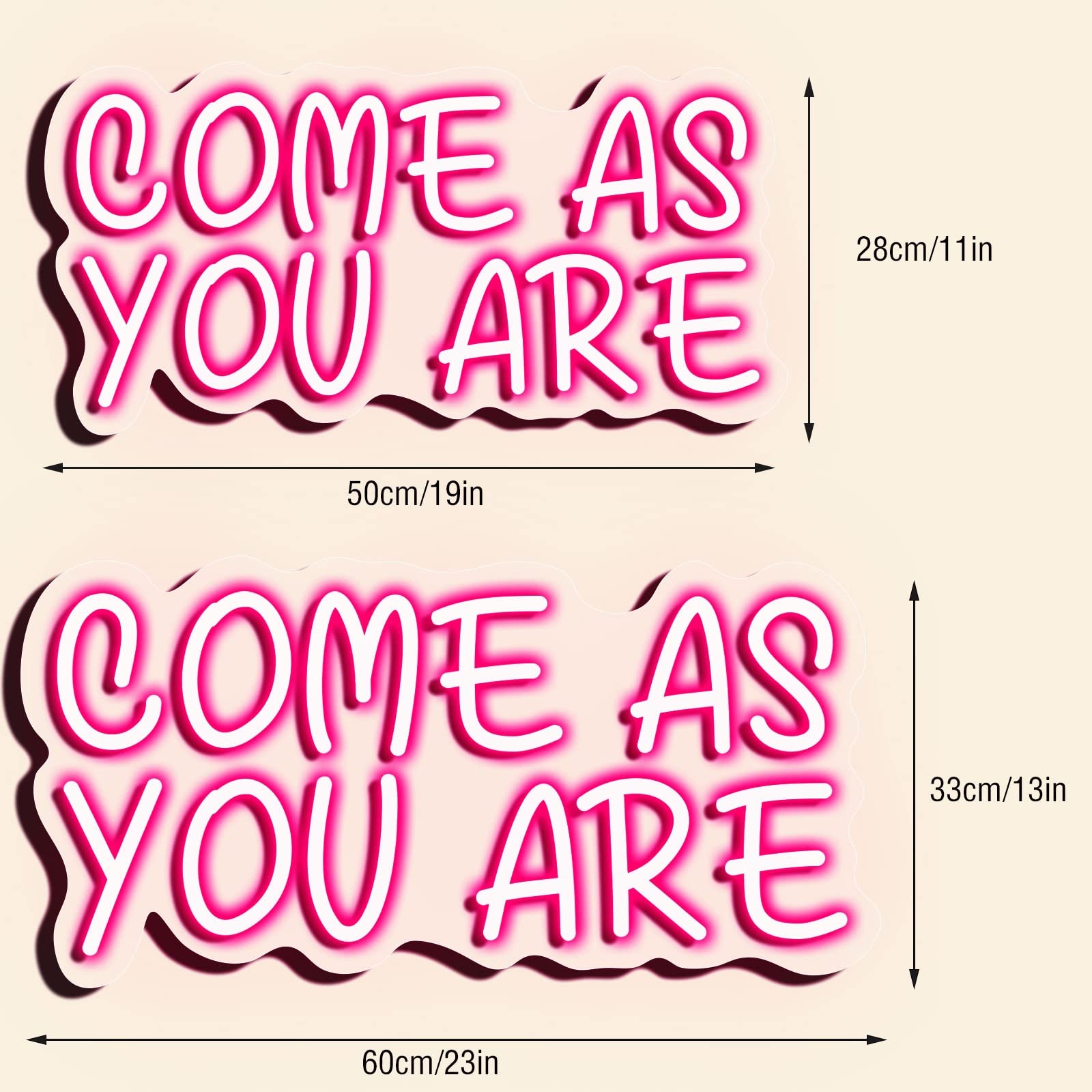 Neonlichtzeichen, LED-Neonzeichen Come AS You Are Neonzeichen Lichter Handgefertigtes LED-Neonzeichen für Bar-Dekor Home Room Store Wanddekoration (Color : Purp