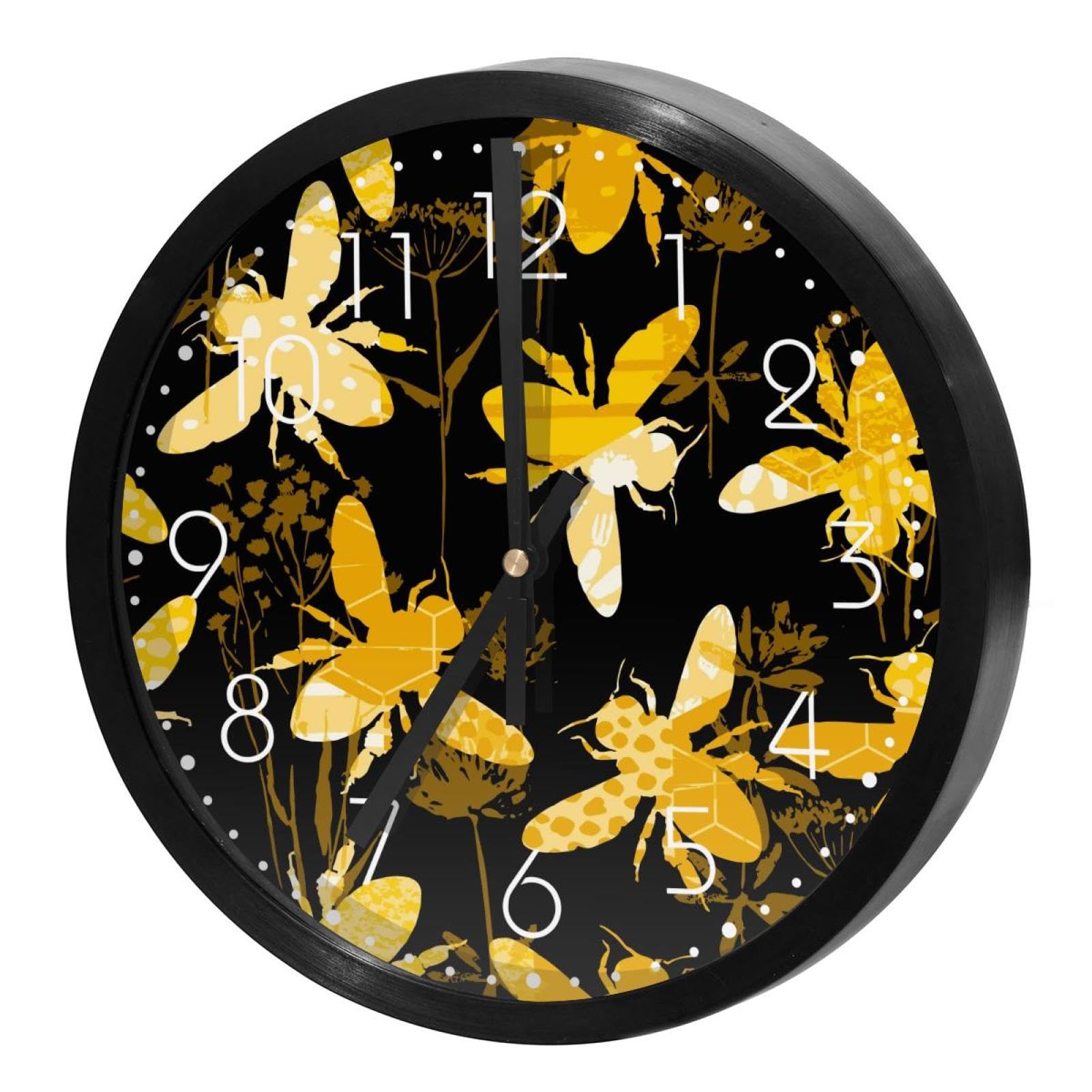 Horloge murale silencieuse sans tic-tac à piles avec silhouette de bourdons