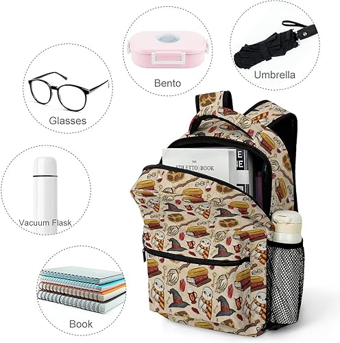 Vista 4 de Megaland Mochila Harry para la escuela, niños y niñas, mochila para mujeres y hombres, regalos de trabajo, H-A.