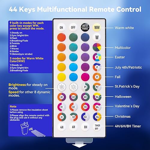 Miniatura 7 de LitHome Luces de carámbano que cambian de color de 48.4 pies para exteriores con control remoto, 300 luces LED de carámbano para exteriores, luz