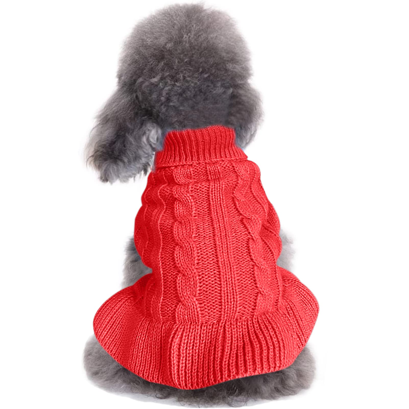 Pull tricoté pour petit chien contre le froid - Chandail chaud robe-rouge
