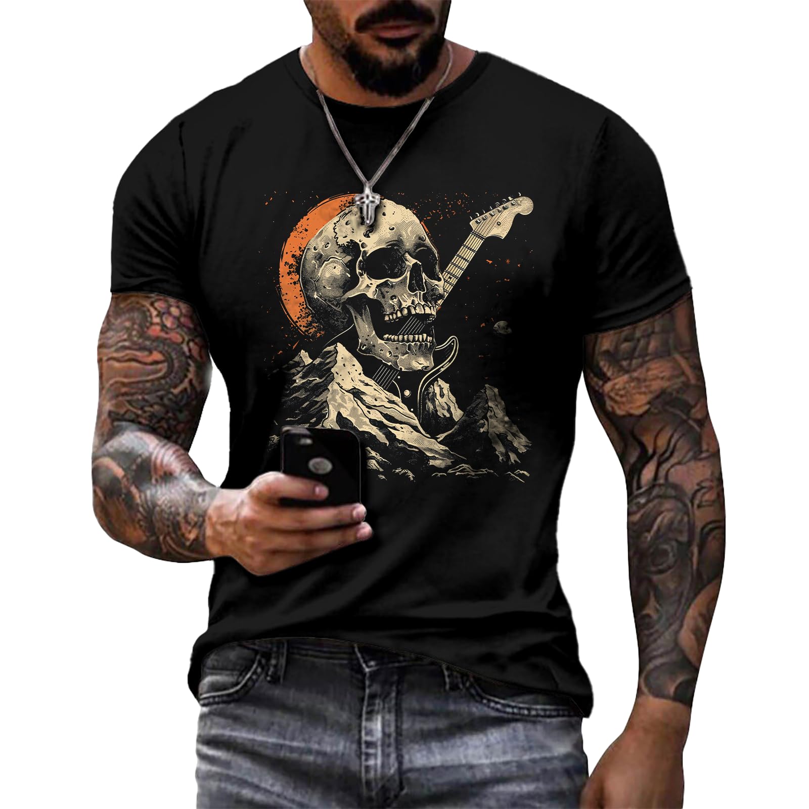MARSVOVO Mens 100% Cotton Tee Shirts Workout Clothes Short Sleeves Crewneck Casual T-Shirt