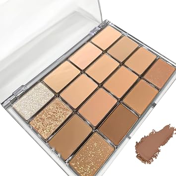 16-Color Eyeshadow Palette | Nude & Neutral Shades | Blendable Nude & Cold Brown Shades for Natural Looks | Dark Brown Eyeshadow | Eye Makeup for Women Brown