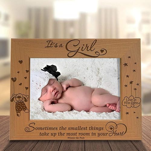 Miniatura 9 de KATE POSH Portarretratos de madera grabada para bebé, Sometimes The Smallest Things ocupan la mayor cantidad de espacio de tu corazón, marco de