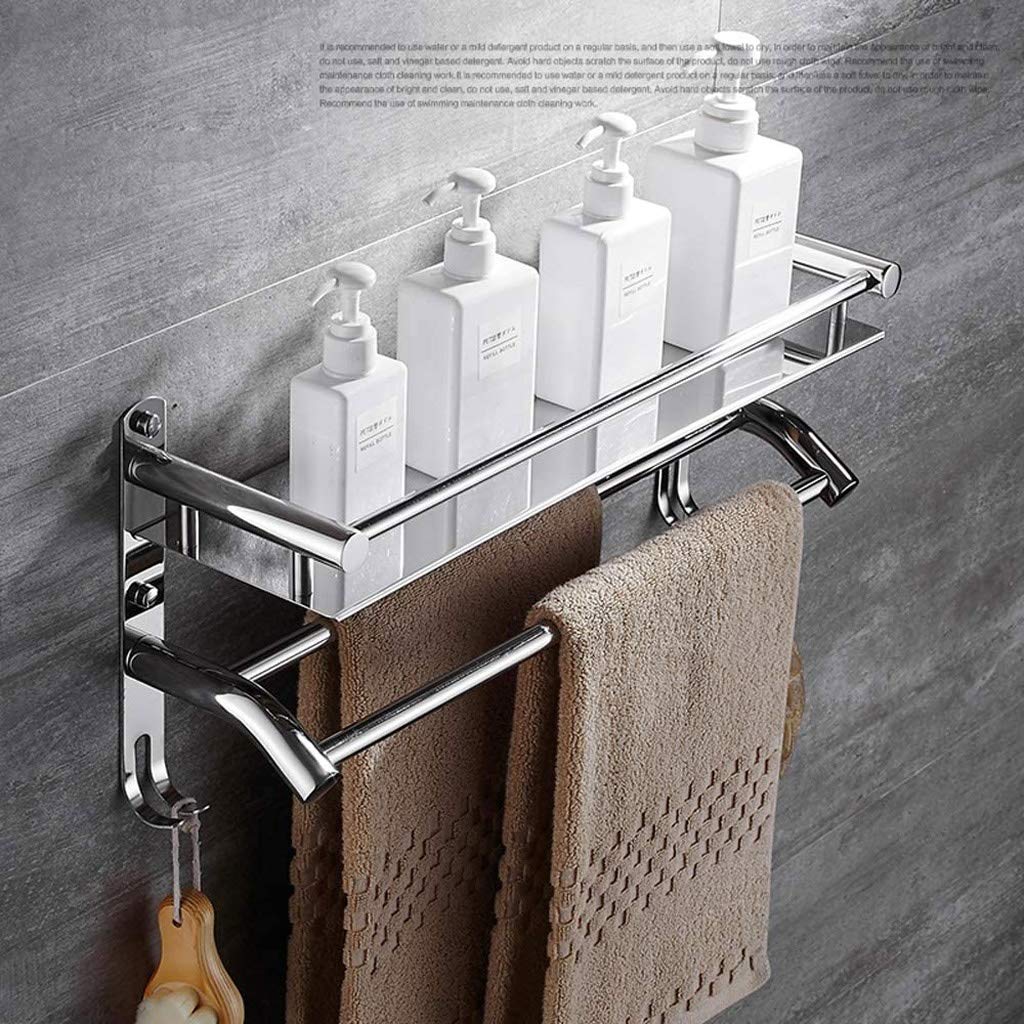 Mensola da Bagno, portasciugamani con Barra in Vetro e Binario in Acciaio Inox, Finitura Resistente alla ruggine, Montaggio a Parete (Dimensioni: