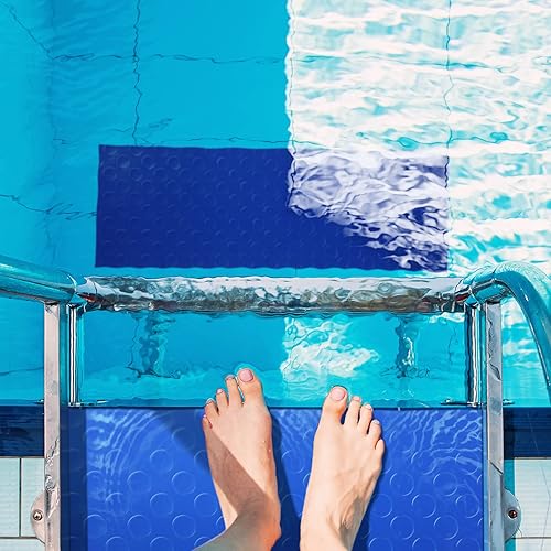 Miniatura 4 de 2 piezas de 7.8 x 35.4 x 0.04 pulgadas, color azul, para escaleras de piscina, gruesas, con textura antideslizante para amortiguar entre tu escalón