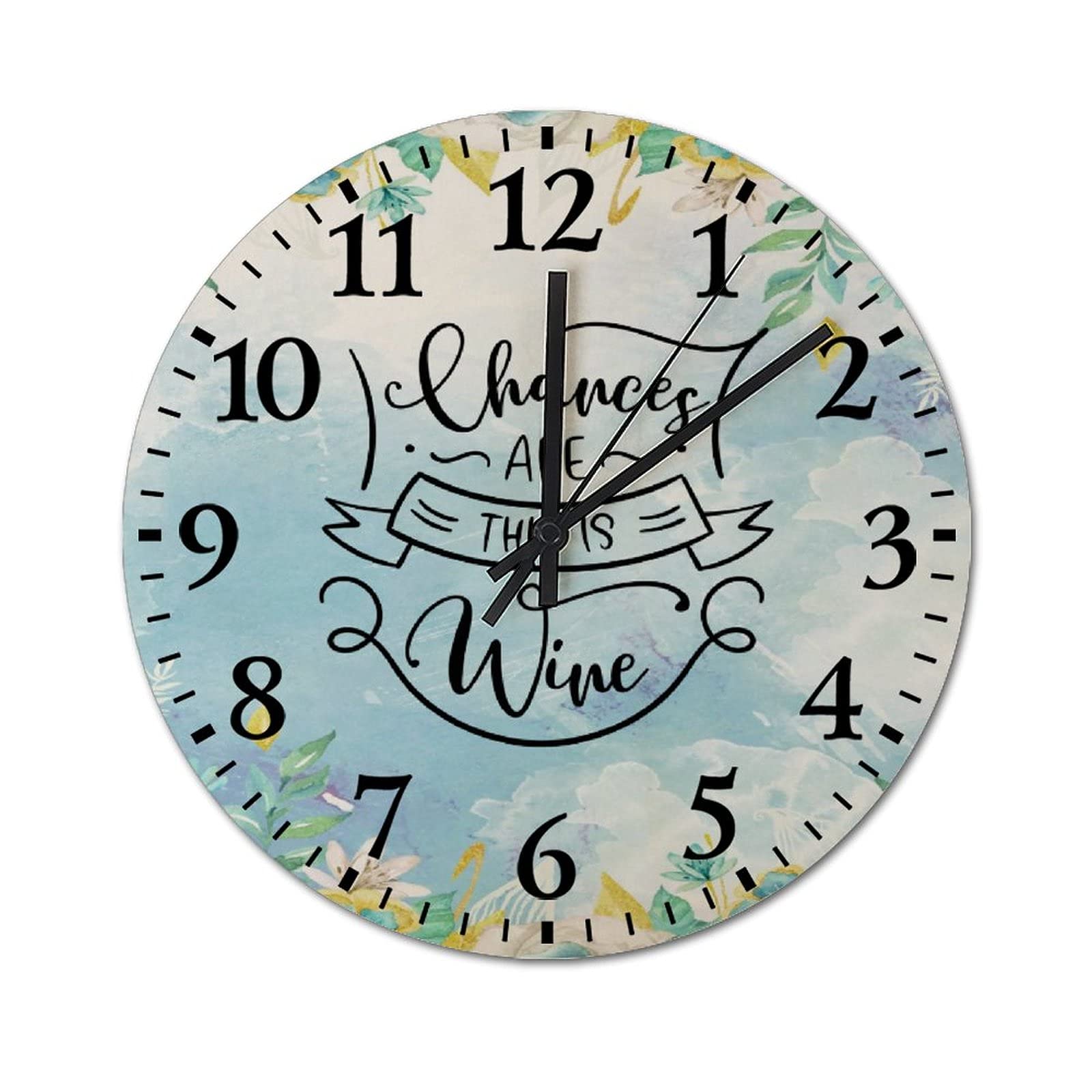 Round Wall Clock Silent Decorative Fashion Wooden Clock Chances are This is Wine Battery Operated Rustic Style Farmhouse Clocks Wall Decorations