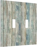 Vista 164 de Placa de pared dúplex de receptáculo de dispositivo de 1 gang de madera envejecida blanca gris con veta de tablón, cubierta de enchufe eléctrico