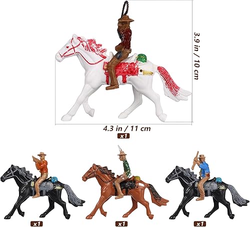 Miniatura 2 de Gadpiparty 4 piezas de figura de caballo de vaquero de plástico, granja mundial de equitación occidental, juguete de figura de acción, juegos de