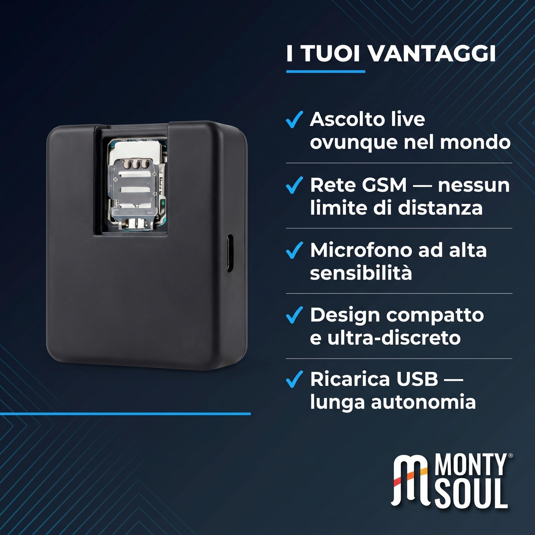Micro Espion Professionnel avec Carte SIM Standard Compatible avec Bouygues Telecom, Lyca Mobile, Free Mobile, SFR et Les Opérateurs Non Virtuels, Fonctionne avec Le Signal 2G - Pas Un Tracker GPS