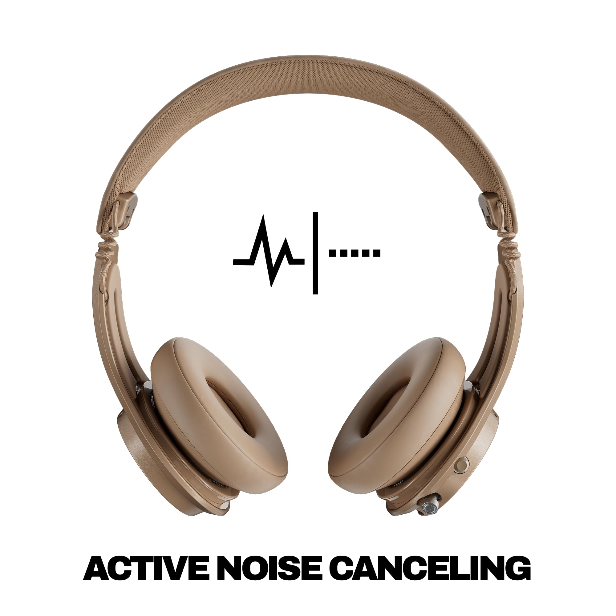 Skullcandy Icon ANC nauszne bezprzewodowe słuchawki Bluetooth z aktywną redukcją szumów, bateria 60 godzin, mikrofon, współpracuje z iPhone Android - Beige