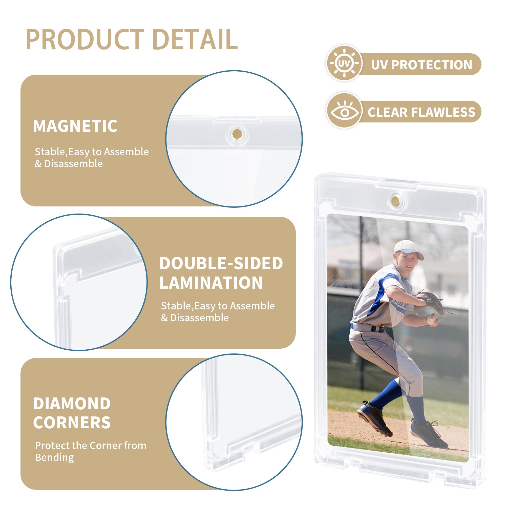 WeeGoo 30 Pcs Magnetic Trading Card Holders 35PT, Trading Card Protectors with UV Protection - Image 3