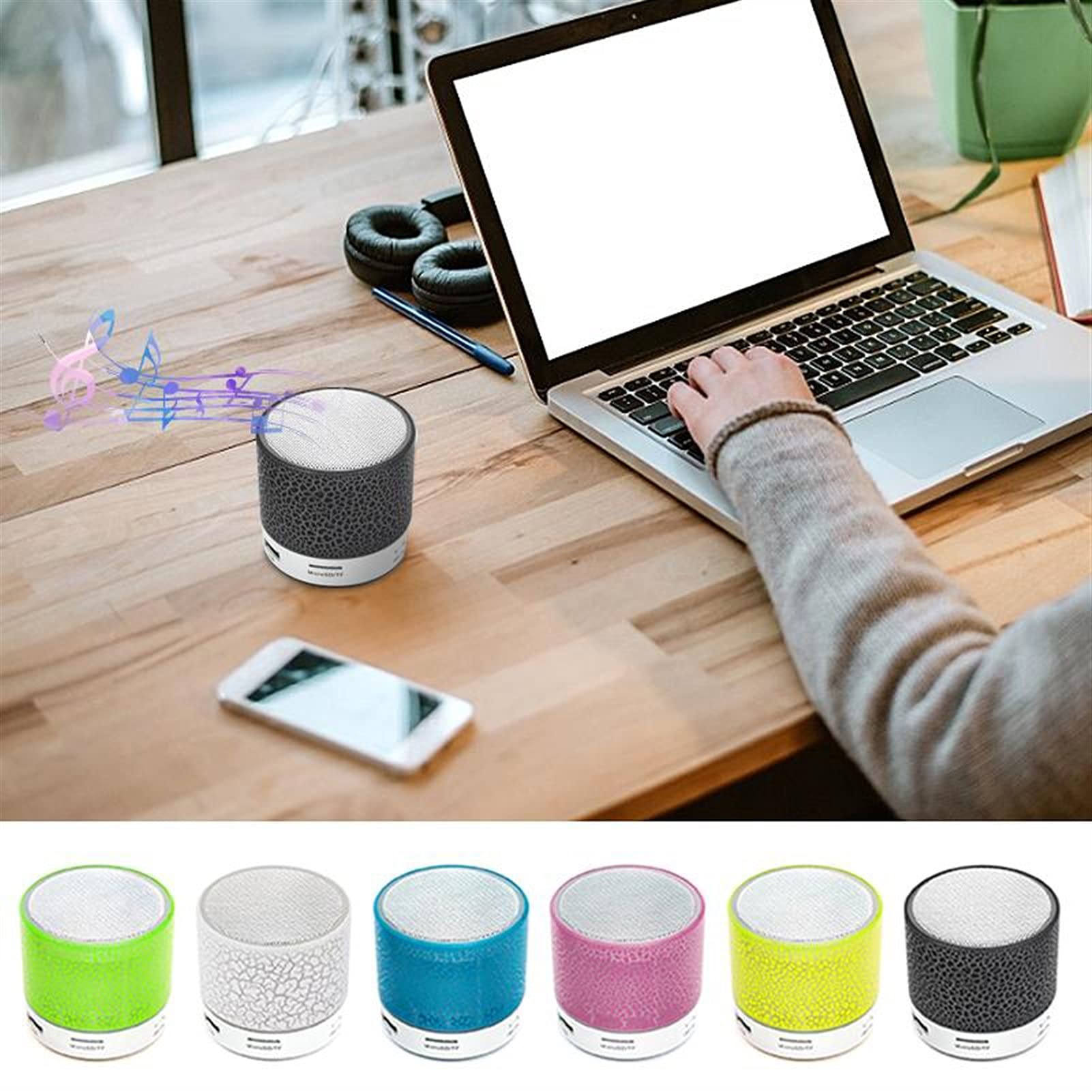 Głośnik Bluetooth Głośnik Mini głośnik bezprzewodowy Crack LED Karta TF Subwoofer USB Przenośna kolumna dźwięku muzycznego MP3 do głośników telefonu PC SP99 Mini głośnik (kolor: czarny) little