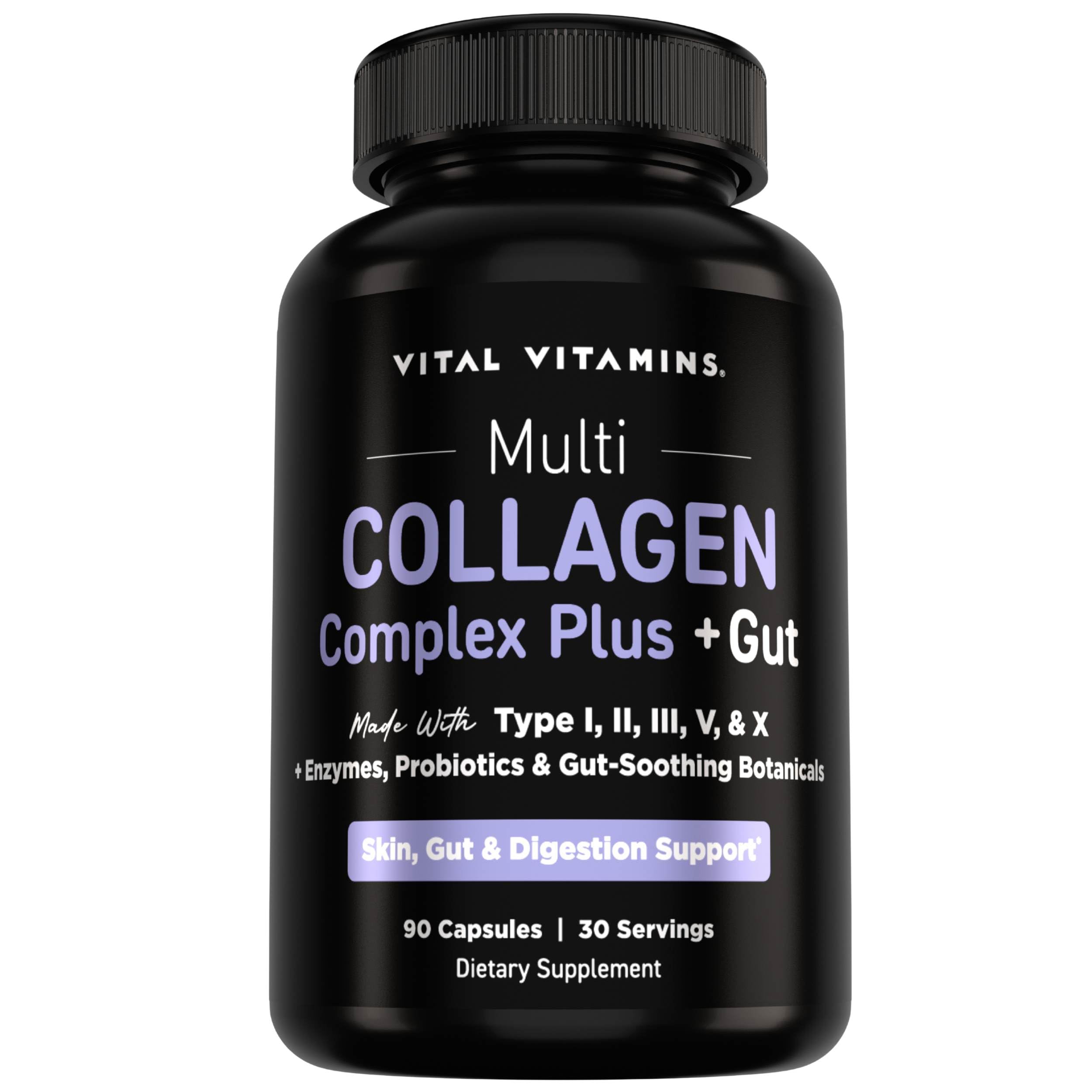 Vital Vitamins Multi Collagen Complex Plus + Gut, Probiotics & Enzymes 90 Count (Pack of 1) 1