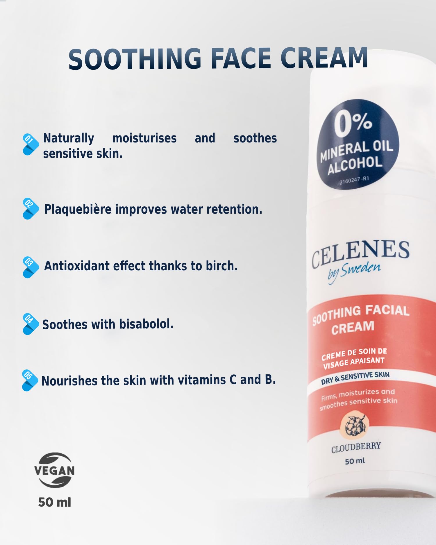 Celenes by Sweden Cloudberry Gel Soothing Face Cream 50ml, Moisturiser Face Women & Men - Image 3