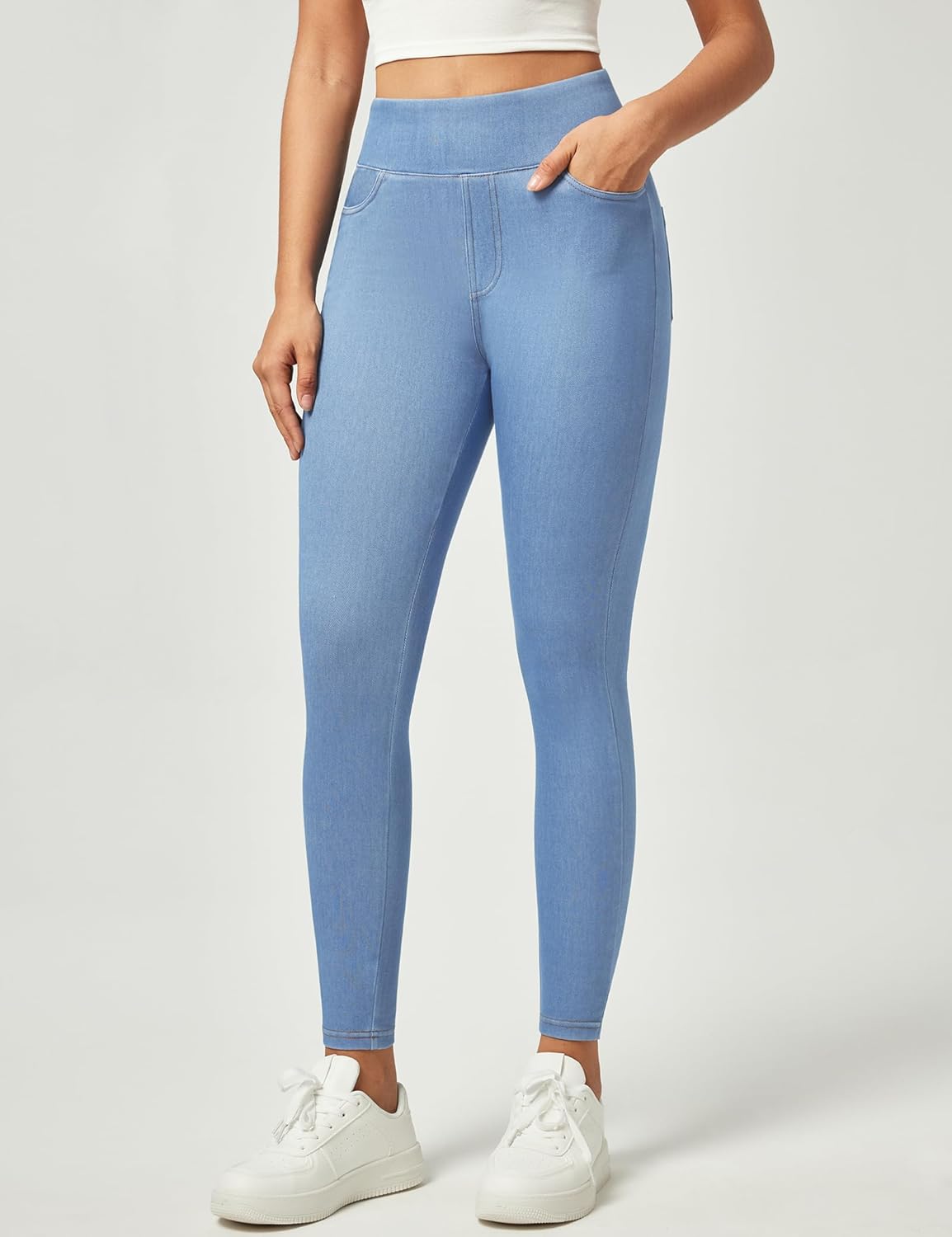 IUGA Stretchy Jeans for Women High Waist Jeggings Tummy Control Skinny Jeans Pull on Leggings with Pockets Trendy Casual