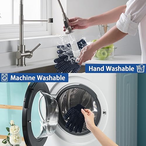 Miniatura 7 de Guantes para parrilla, guantes de barbacoa resistentes al calor de 1472 F, guantes ignífugos de silicona antideslizante para cocina, protección