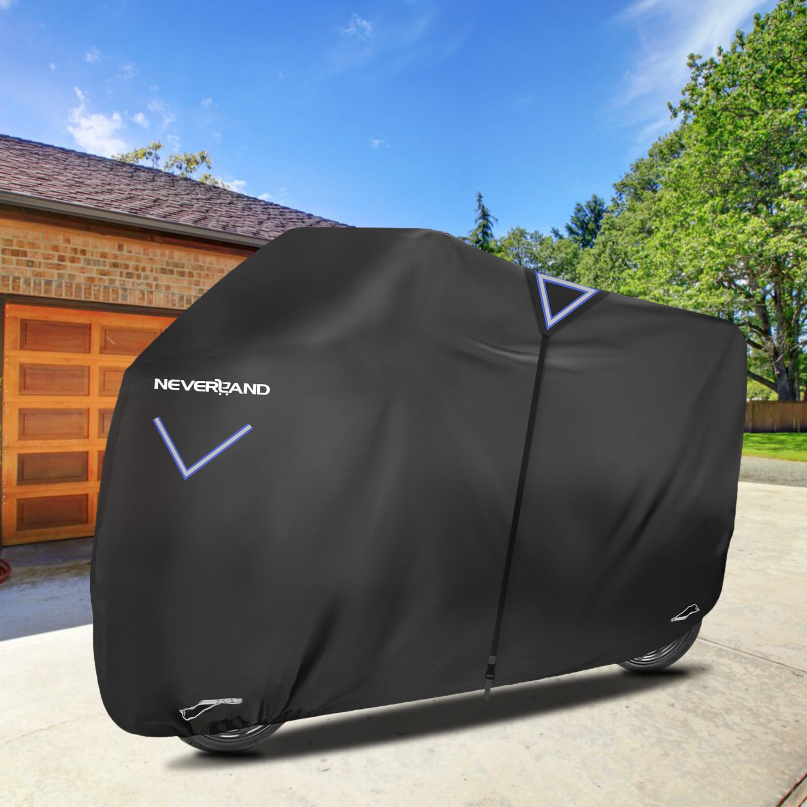 NEVERLAND Telo Coprimoto, Telo Moto per Esterno Interno impermeabile 295x110x140cm Tessuto Oxford 300D Copertura Moto Universale per Scooter Motorino Motocicletta XXXL