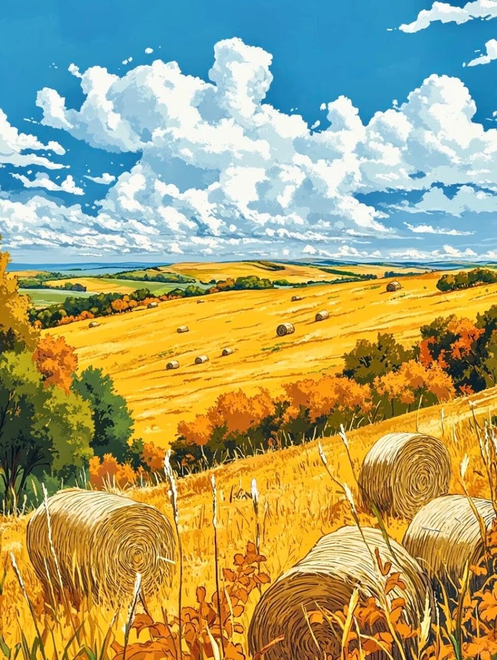 Henypt 14CT Kit De Bordado En Punto De Cruz Paisaje Rural Otoñal Bordado En Cruz Completo Con Hilo Y Tela Impreso Para Adultos Niños Principiantes 80x100cm