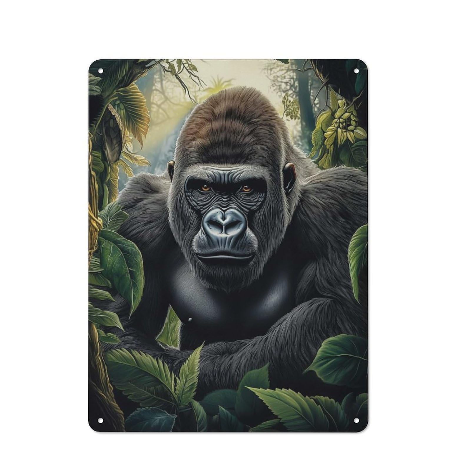 Junmoney Gorilla In Jungle Metal Sign 40X30cm With For Pub Or Café, Vintage Decor, For Metal Sign Collectors, For Garage And Workshop Walls