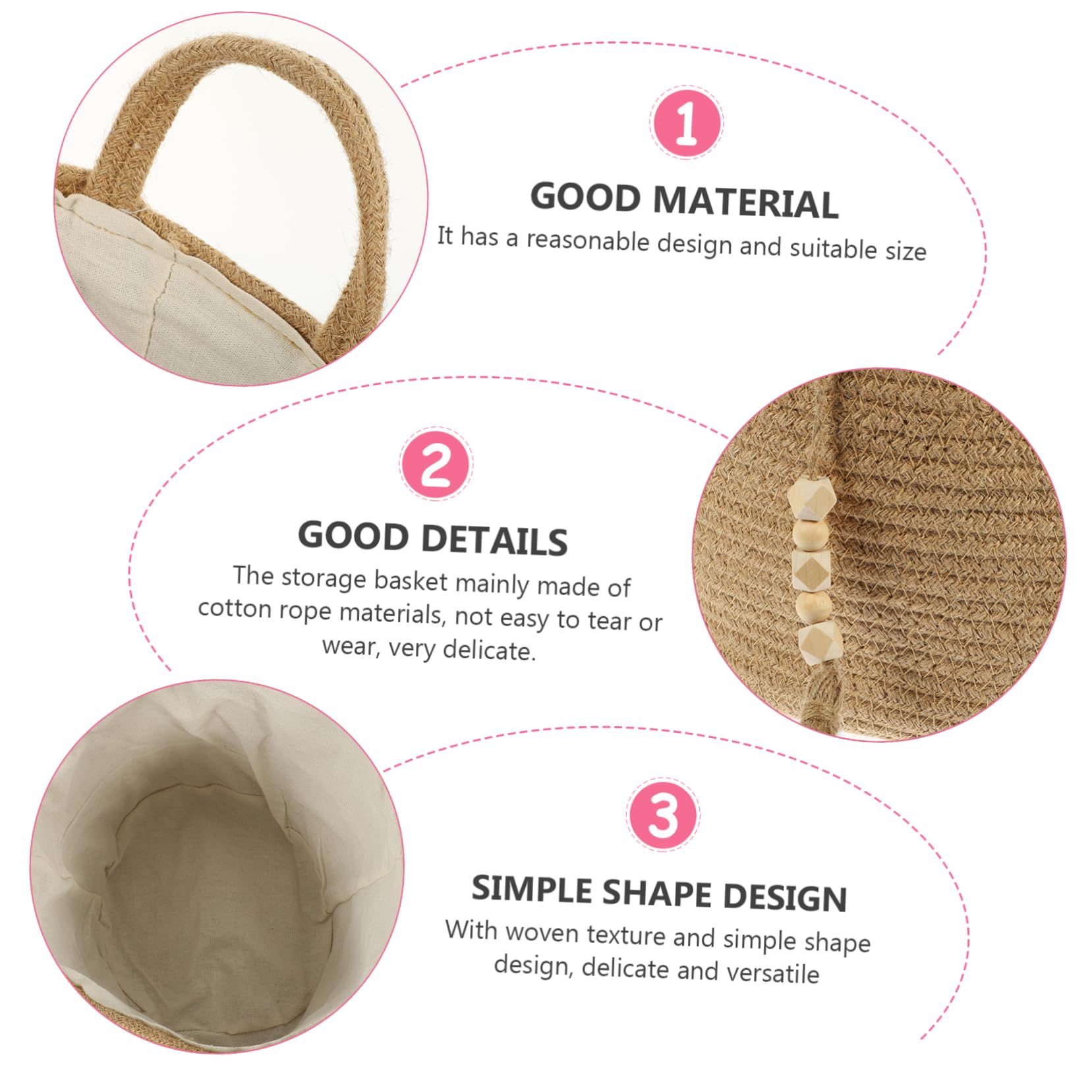 Cabilock Cesta de Almacenamiento de Cuerda de Algodón con Forro de Yute Organizador para Ropa Sucia y Objetos Diseño y Textura Tejida para Hogar Decoración