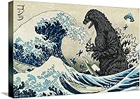 Vista 1 de Trends International Godzilla - Póster de pared Great Wave de 14.72 x 22.37 pulgadas, lienzo estirado