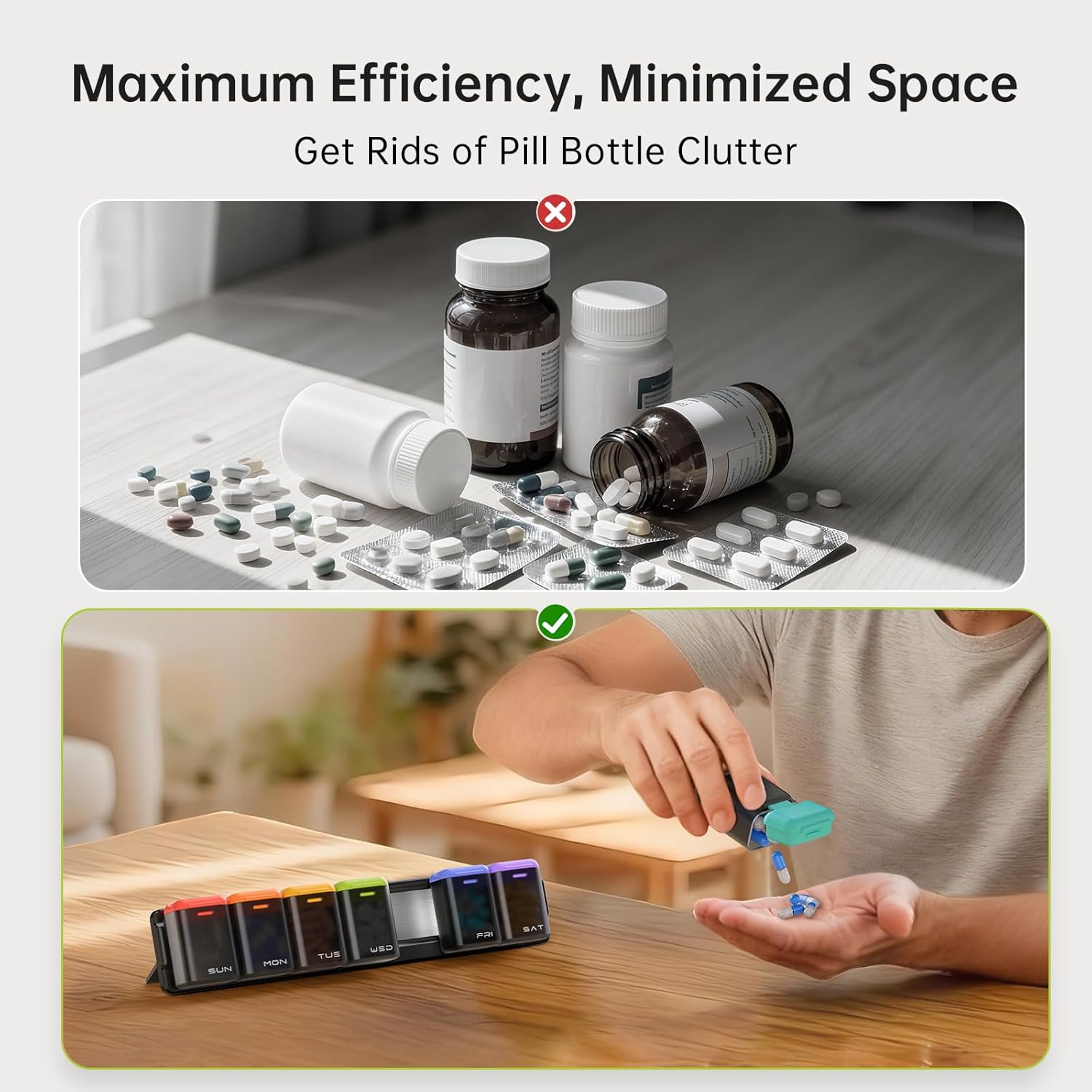 Weekly Pill Organizer Magnetic, Removable Pill Box 7 Day 1 Time a Day, Large Travel Pill Case, Week Once Daily Medication Dispenser, Medicine Container Holder for Supplement, Vitamin, Black - Image 6