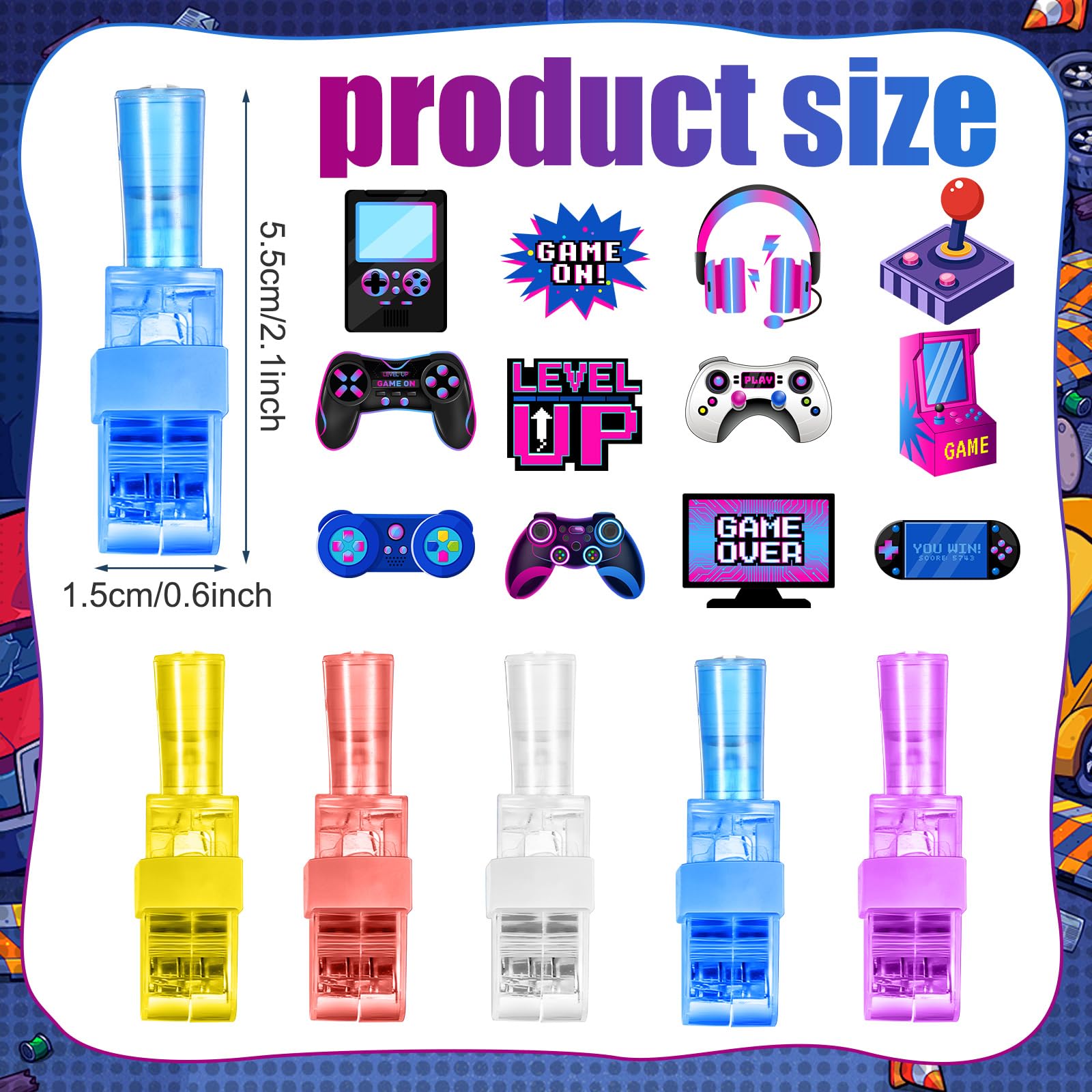 Capoda Paquete de 36 recuerdos de fiesta de juego, luces LED que brillan en la oscuridad, anillos con controlador y patrones, suministros temáticos de juegos iluminados, rellenos de bolsas de regalo a