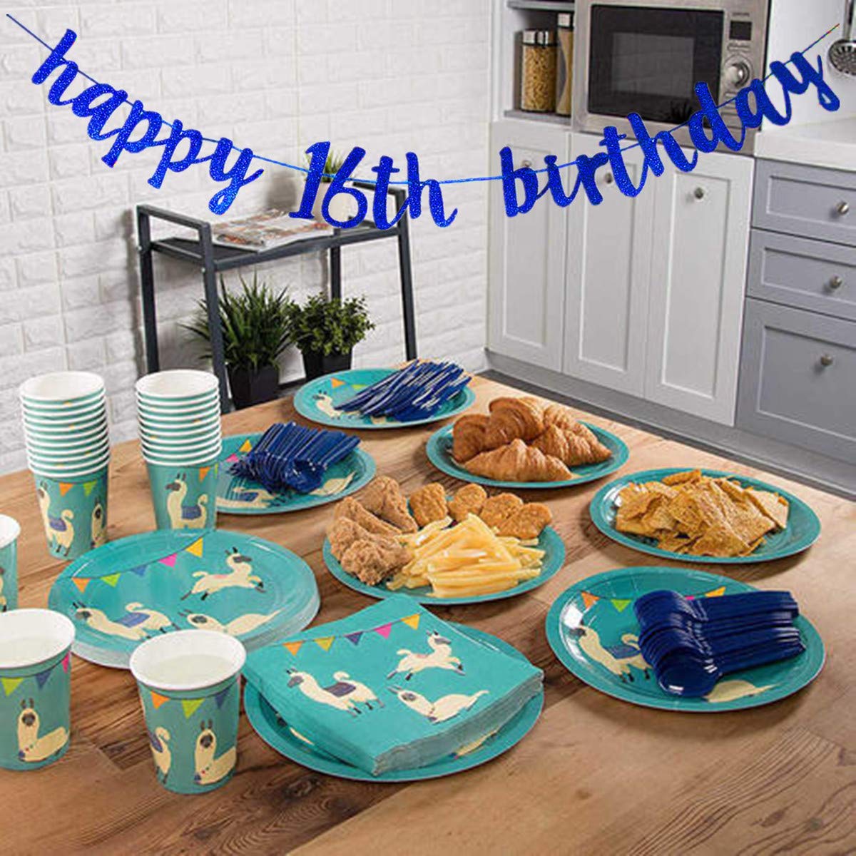 Striscione di buon compleanno in lamina blu navy e oro