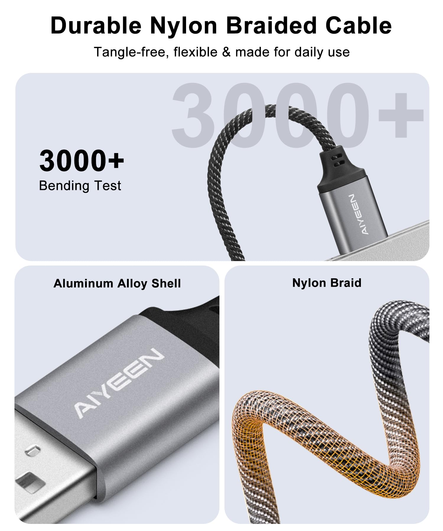 Cavo adattatore audio da USB a femmina da 3,5 mm, convertitore stereo da USB maschio a jack AUX intrecciato in nylon da 15 cm con chip ad alta risoluzione, per cuffie, AUX per auto (grigio)