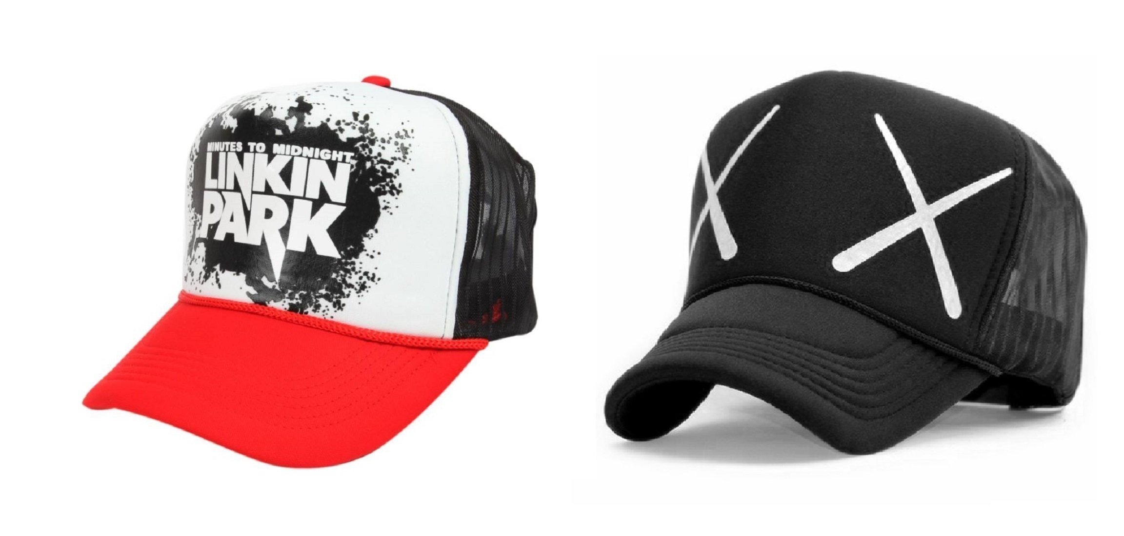 Michelangelo XX Black Half Net Baseball Cap and Red Linkin Park Half Net Unisex Cap Combo